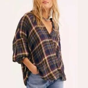 EUC Free People Hidden Valley Flannel Top